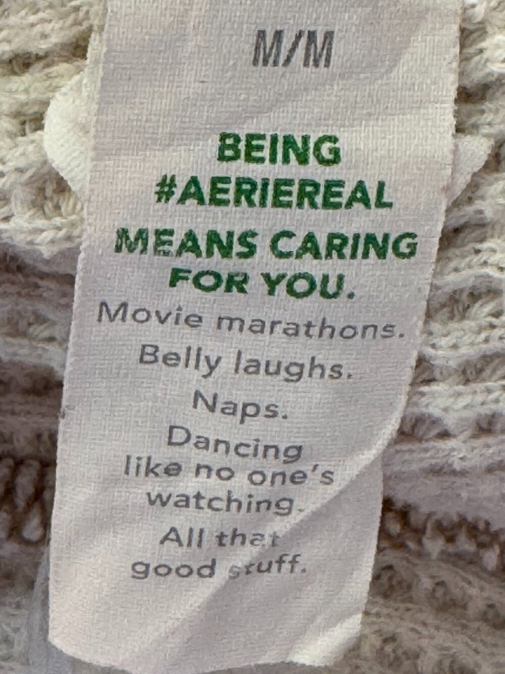Aerie Thermal Waffle Knit Quarter Zip Side Pockets Ivory Oversize Women's Medium - Picture 5 of 8